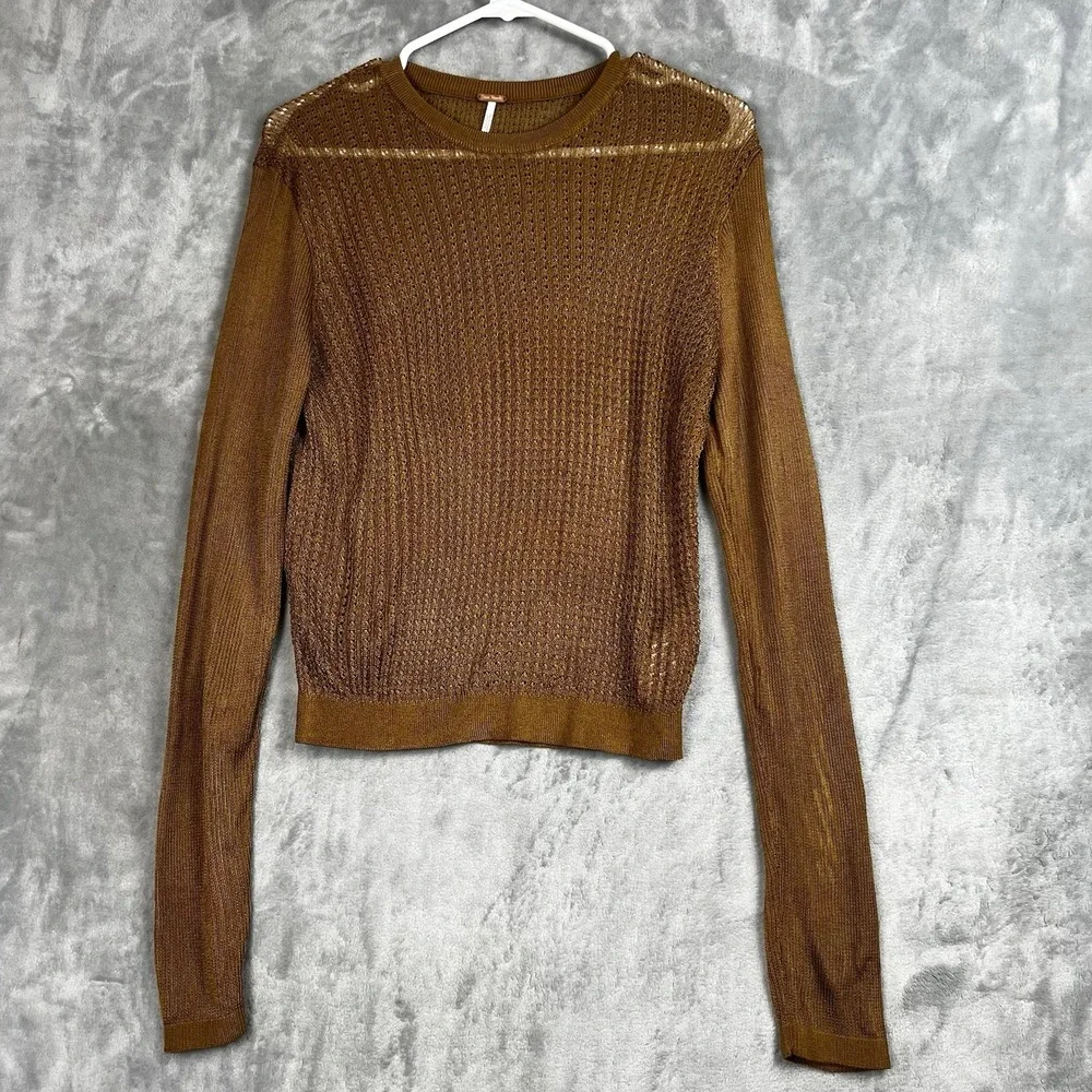 Free People Sweater‎ Women Tiger Eye H20 Crew Pullover Top  Large
